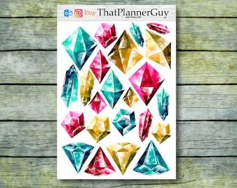 Watercolor Gem Planner Stickers