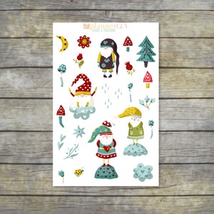 Mountain Gnome Stickers | Rustic Gnome Stickers | Whimsical Stickers | Planner Stickers | Magic Stickers | Forest Stickers