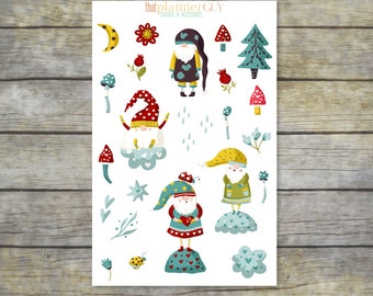 Mountain Gnome Waterproof Stickers | Rustic Planner Stickers