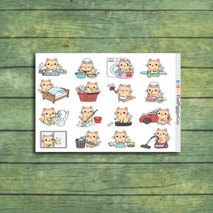 Household Chores Planner Stickers | Cat Planner Stickers | Kawaii Cats | Funny Cat Stickers | Planner Stickers