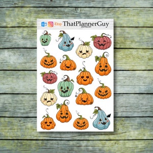 Halloween Stickers | Halloween Pumpkin Stickers | Pumpkin Character | Stickers | Planner Stickers | Scrapbook Stickers