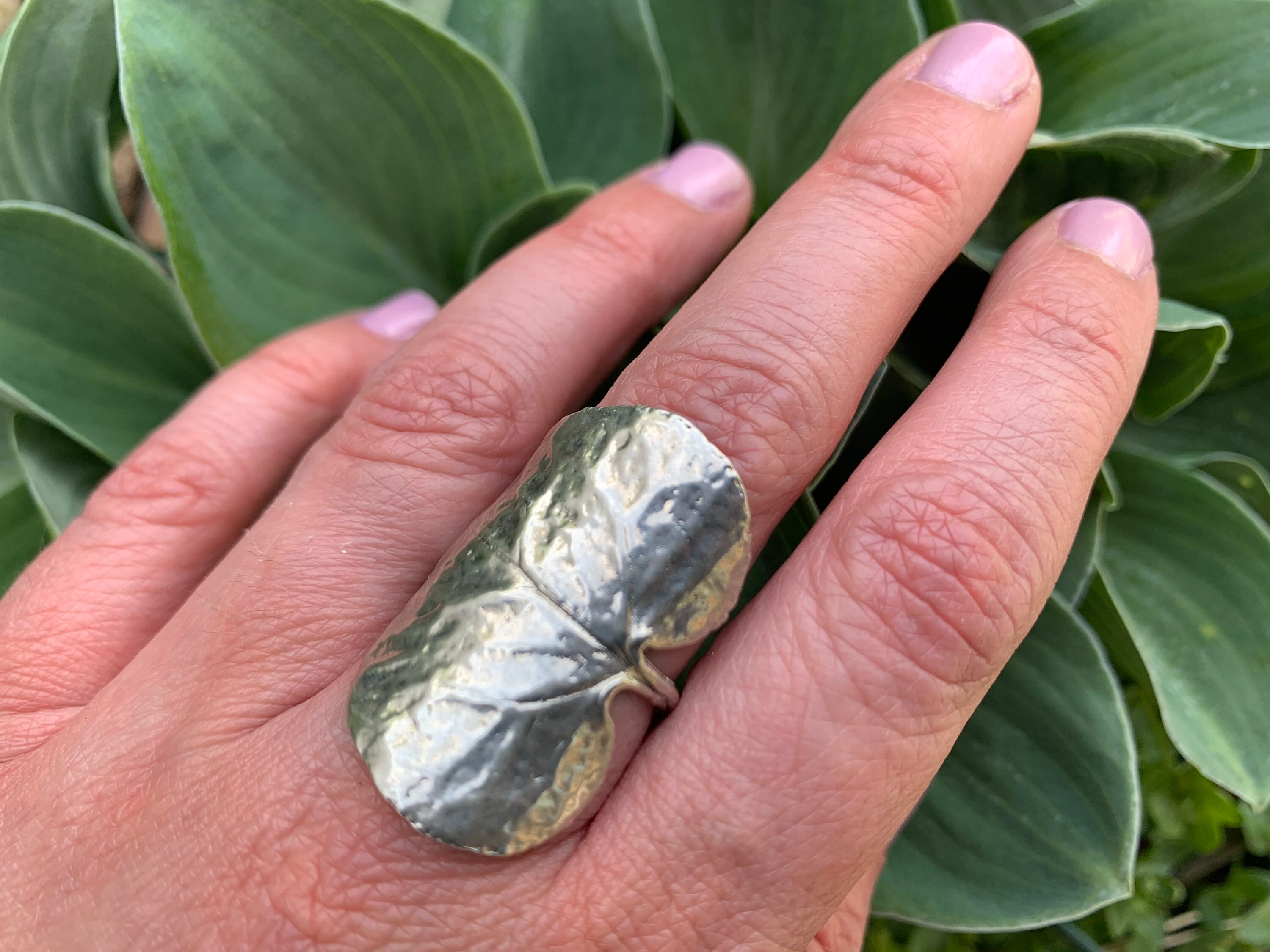 •LEAF WRAP• adjustable recycled silver ring main image 1
