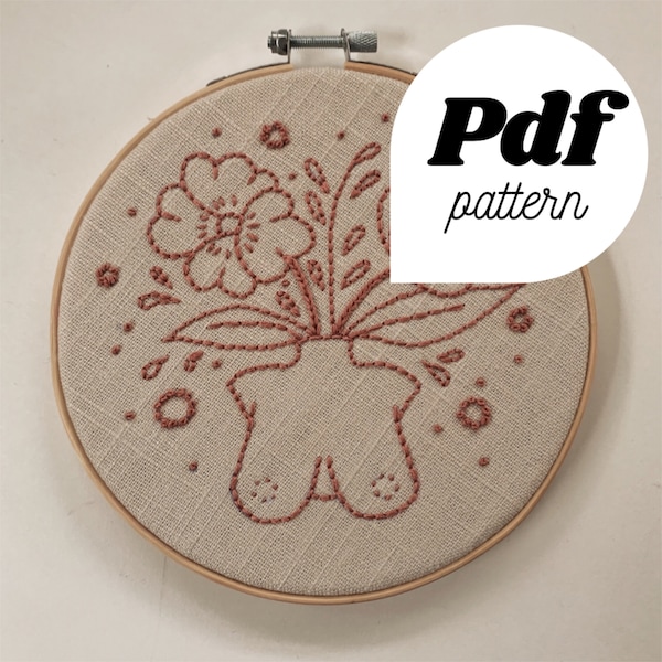 Embroidery Pattern Beginner. Easy Embroidery Pattern.  Pdf Pattern Hand Embroidery Needlework. Simple Feminine Embroidery.