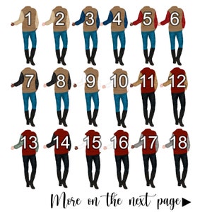 May include: An illustration of 18 people wearing different colored vests. The people are numbered 1 through 18. The text "More on the next page" is at the bottom of the image.