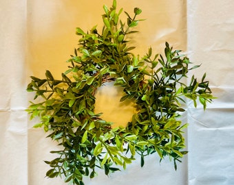 New England Boxwood Candle Ring or Mini Wreath