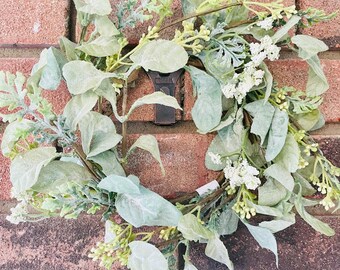 Mixed Lamb’s Ear Candle Ring or Small Wreath