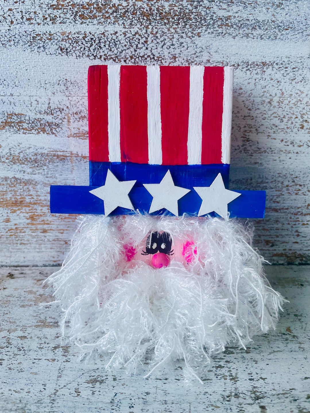 Primitive 2x4 Uncle Sam With Bushy Eyebrows Patriotic Americana Shelf ...