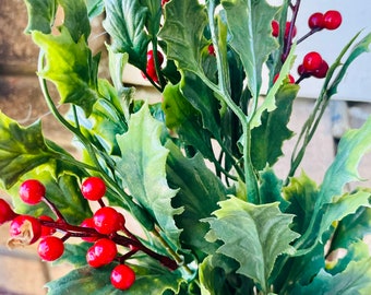 Dazzling Christmas Holly Bush, 14”