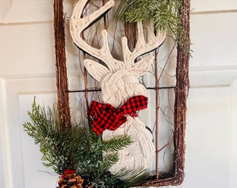 Woven Deer Rustic Christmas Wall Hanging