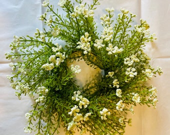 Astilbe Candle Ring, 3”, White or Mini Wreath