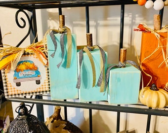 Rustic 4x4 Farmhouse Pumpkins-Key West color