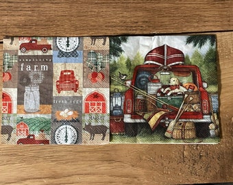 Red Truck Crafters Napkin Bundle for Decoupage Package of 11 napkins