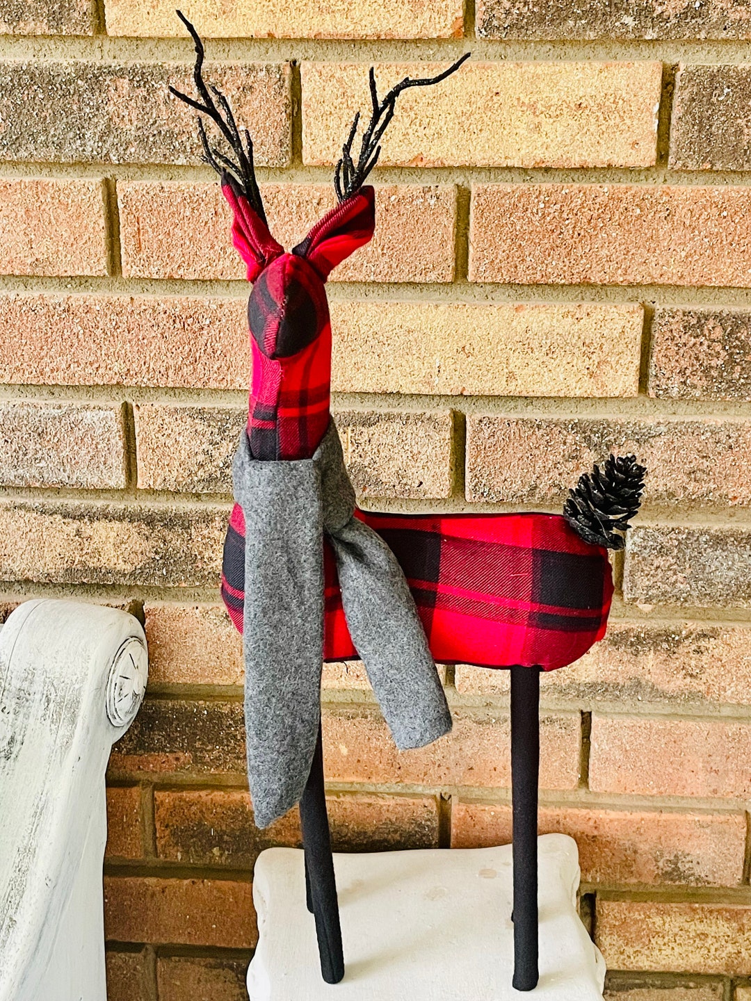 Standing Deer with Gold Antler & Scarf