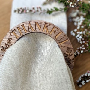 Thanksgiving Napkin Rings, Thanksgiving Table Setting, Wood Napkin Ring, Custom Napkin Ring, Thankful Napkin Ring, Thankful Blessed Grateful