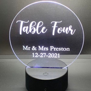 Custom Personalized Wedding Table Numbers | Acrylic Perspex Table Numbers