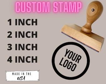 Custom Logo Stamp, Personalized Stamp, Business Stamp, Self Ink, Branding Stamp, Rubber Stamps Wood Handle Large Small Medium