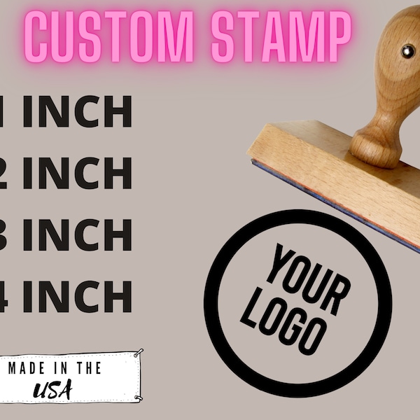 Custom Logo Stamp, Personalized Stamp, Business Stamp, Self Ink, Branding Stamp, Rubber Stamps Wood Handle Large Small Medium