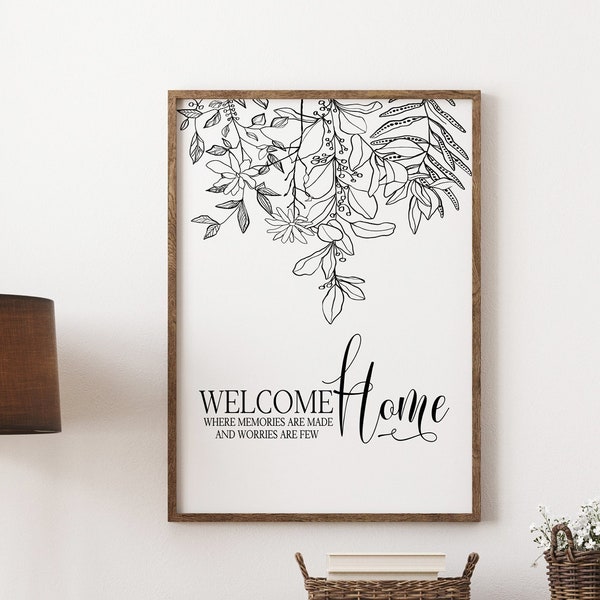 Welcome To our Home, Printable Wall Art, Entryway Decor, Family Home Welcome Sign,Minimal Art, Typography Wall Art, Living Room Decor