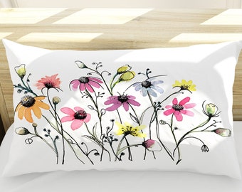Details about   S4Sassy 1 Pair Floral Print Cotton Poplin Cushion Cover Pillow Sham 