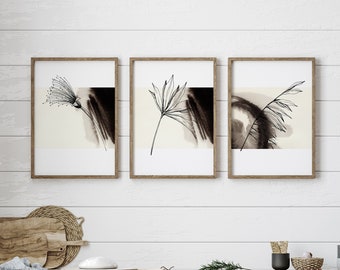 Beige Wall Art, Neutral Print Set of 3, Printable Art, Watercolor Leaves Print, Minimalist Poster, Instant Download, Printable Wall Decor,