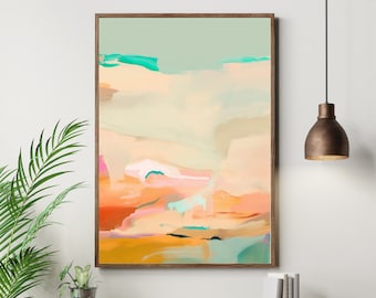 Abstract Landscape Printable Art, Large Digital Downloadable Art, Colorful Modern Art, Pastel Wall Art, Contemporary Art