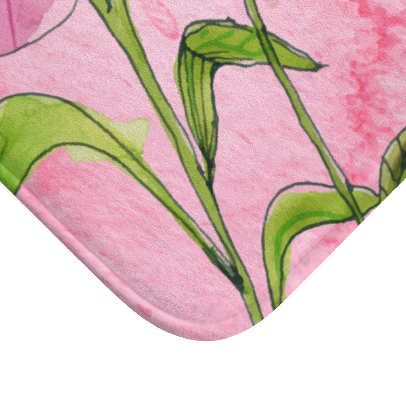 Pink Flowers Bath Mat Floral Bath Rug Floral Bathroom Decor Etsy