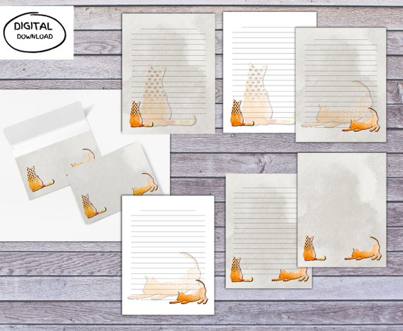 Printable Stationary Set of 6 Cats Letter Writing Paper With - Etsy