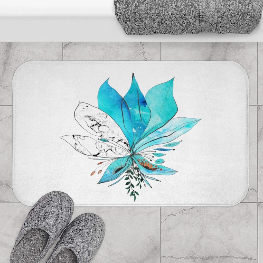 Turquoise Slab Memory Foam Bath Mat