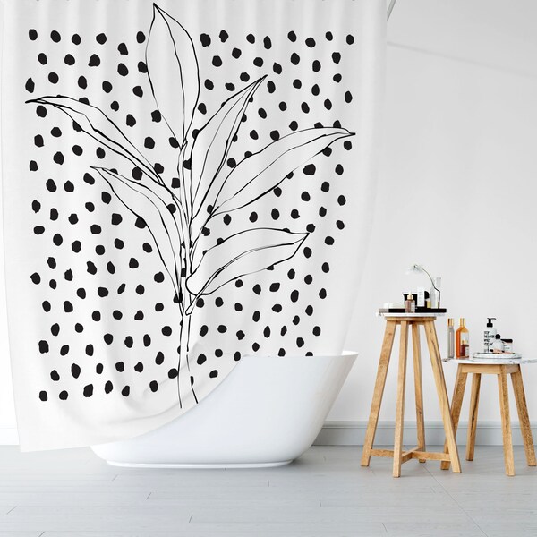 Polka Dot Black and White Shower Curtain Etsy