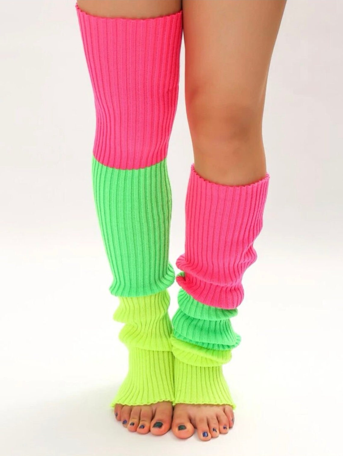 90s Color Block Leg Warmers Etsy