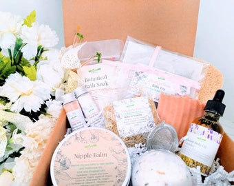 New mom / Postpartum box  ~  Gift Box ( Personal message card) - ( Natural / Organic self care kit )