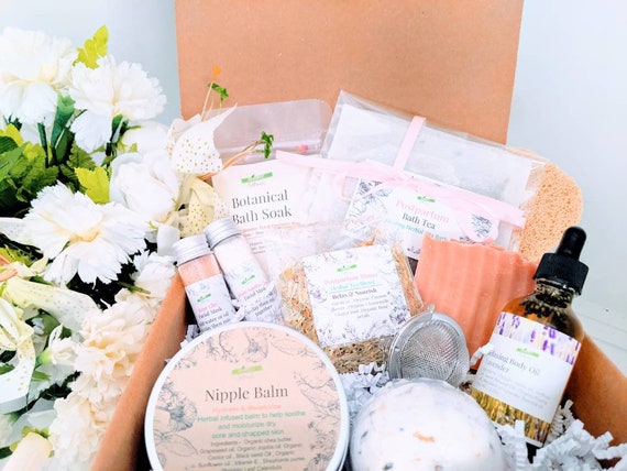 New Mom / Postpartum Box Gift Box Personal Message Card Natural / Organic  Self Care Kit 