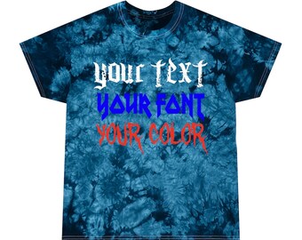 Metal Band Logo Individueller Text Rock Band Personalisiertes Unisex Tie-Dye T-Shirt, Kristall