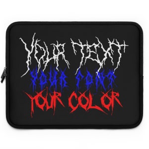 Metallband-Logo inspirierte schwarze Metall-Schrift Personalisierte Laptophülle