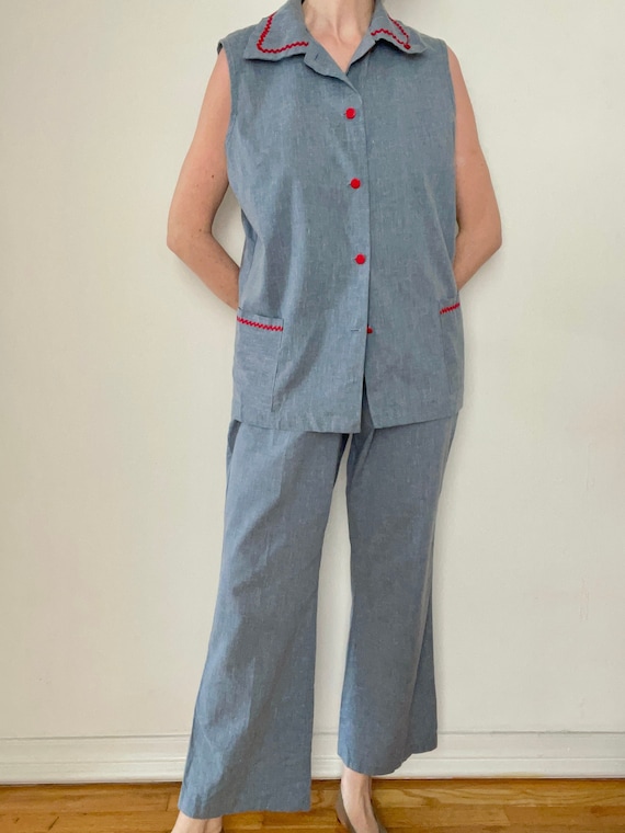 Vintage 70s leisure suit | pants and blouse set b… - image 1