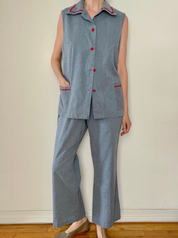 Vintage 70s leisure suit | pants and blouse set b… - image 4