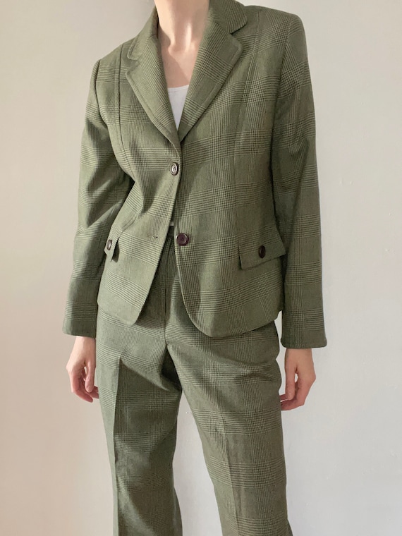Vintage wool Pendleton pant suit | green houndstoo