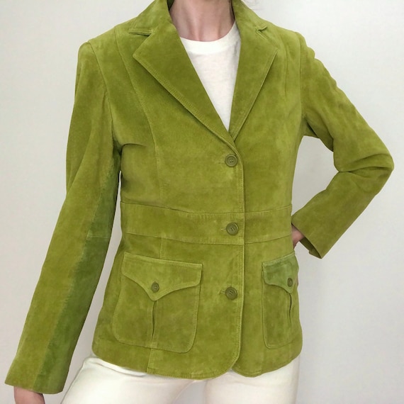Vintage green suede jacket 90s does 70s small Liz