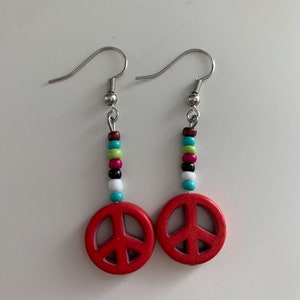 Peace Sign Drop Earring