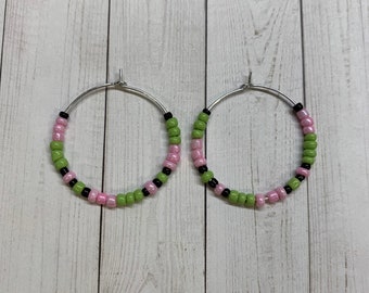 Multicolor Beaded Hoop Earrings