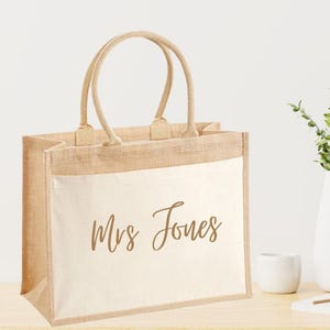 Personalised Jute Teacher Tote Bag, End of Term Gift bild 1