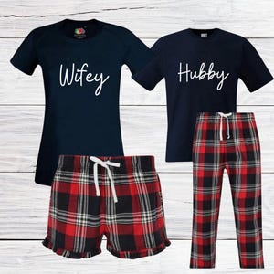 Matching Hubby and Wife set, Mr and Mrs Pjs, Pyjamas, Couple PJs, Wedding Anniversary gift, Honeymoon pjs, Newlywed Gifts, wifey pajamas