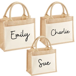 Personalised Jute Bag, jute lunch bag, shopping bag, personalise with any name, Eco Friendly Lunch Bag, Christmas gift for her, Gift For Her