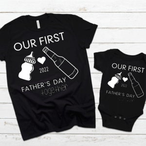 Matching First Father's Day Shirt & Baby Bodysuit: Personalized Dad Gift Set