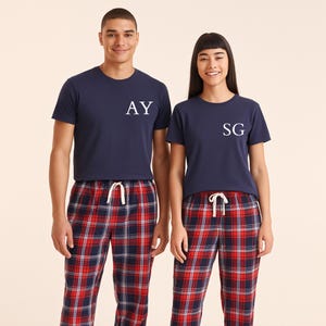 Personalised Couples Tartan Pyjamas: Matching Valentine's Day PJs, Matching Christmas Pyjamas