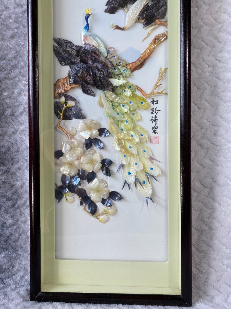 Oriental 3D Shadowbox Wall Art Mother of Pearl/Abalone Shell. Etsy