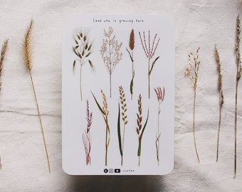 Wild dried Grass Stickers - Bulletjournal Supplies, Plant Stickers, Planning & Journaling Sticker