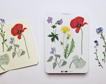 Wildblumen - Bulletjournal Zubehör, BlumenAufkleber, Planen & Journaling Sticker