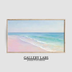 Pink Beach Painting Samsung Frame TV Art • Trendy Beach House Decor • Summer Coastal Art • Coquette Room Decor • Girly Ocean TV Art