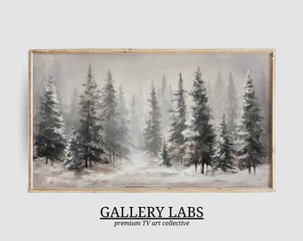 Winter Forest Landscape Samsung Frame TV Art • Neutral Christmas Decor (Digital Download)